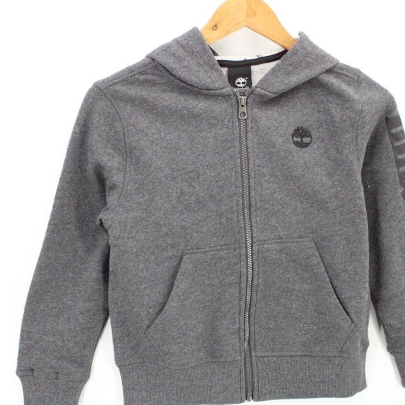 Timberland Hoodie Sweatshirt Boys Kids Gray Full Zip Cotton Size Small S NWT - Picture 3 of 9